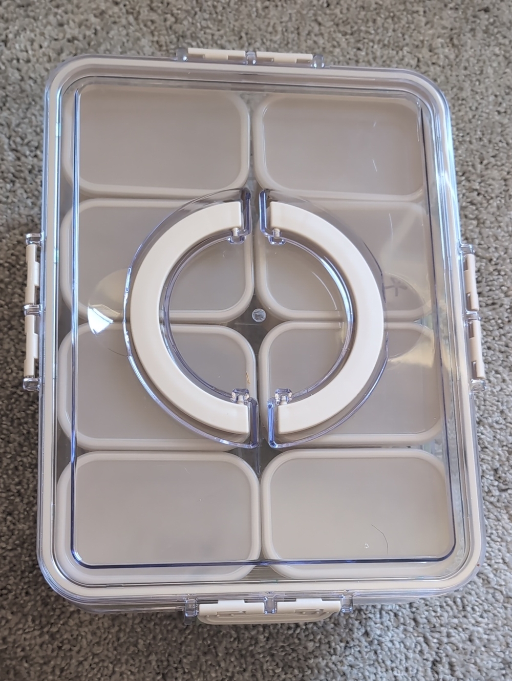 Beige & Green Compartmental Food Storage Container